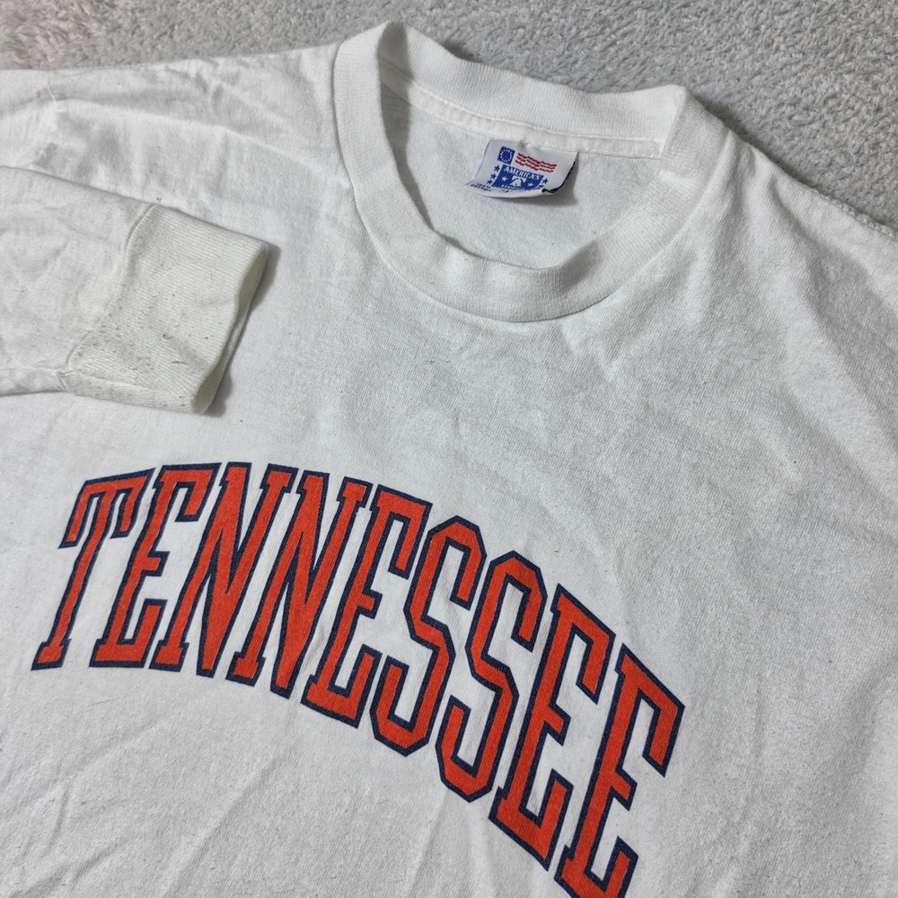 America's Finest L/S T-Shirt Mens L White Tennessee Volunteers Vintage Made USA